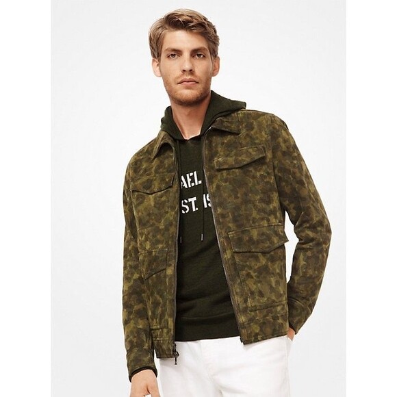 Michael Kors Men's Camouflage Suede Trucker Jacket Size M MSRP $598 - Picture 1 of 16